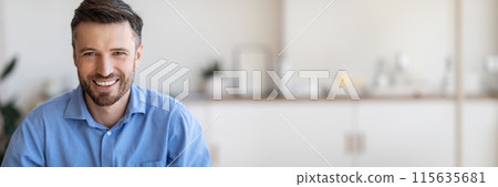 Modern Businesswoman Portrait. Young Black Woman Sitting At Workplace In Office And Smiling At Camera, Copy Space, Web-banner 115635681