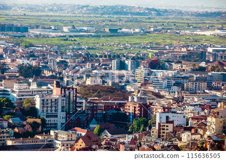 cityscape, Tana, capital of Madagascar Poor capital Madagascar. Arial view 115636505