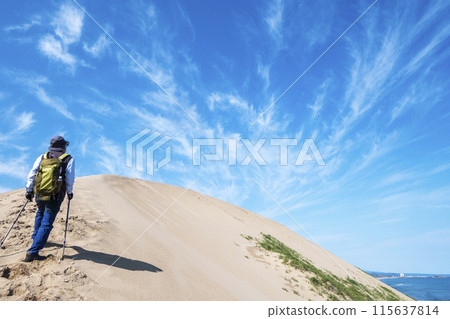 Image of trekking in Tottori Sand Dunes 115637814