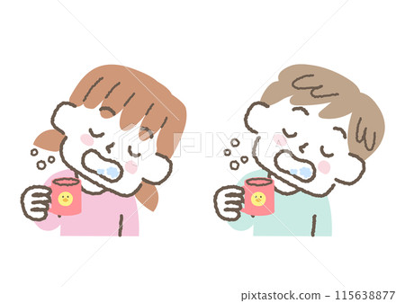 Set of boys and girls gargling Set of boys and girls gargling 115638877