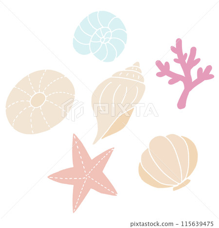 Colorful shell illustration set Colorful shell illustration set 115639475