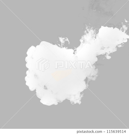 White smoke puff isolated on transparent background. Effective texture of steam, fog, cloud, smoke. PNG 115639514