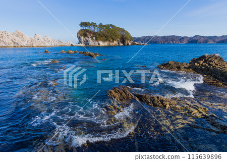 Jodogahama Beach, a spectacular view of Sanriku in Miyako City, Iwate Prefecture 115639896