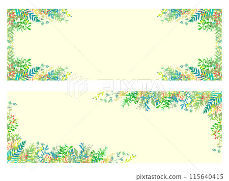 Horizontal banner with hand drawn botanical illustrations 115640415