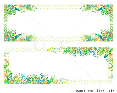 Horizontal banner with hand drawn botanical illustrations 115640416