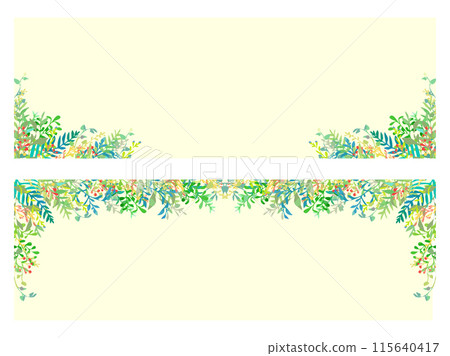 Horizontal banner with hand drawn botanical illustrations 115640417