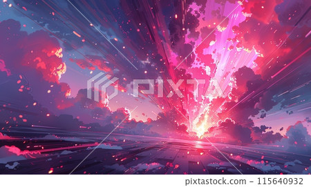 Explosive Sunset Sky with Vibrant Colors 115640932