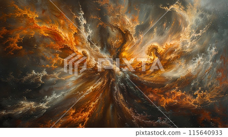 Fiery Cosmic Explosion with Intense Swirls 115640933