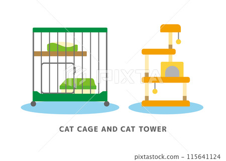 貓籠貓塔可愛插畫素材集 115641124