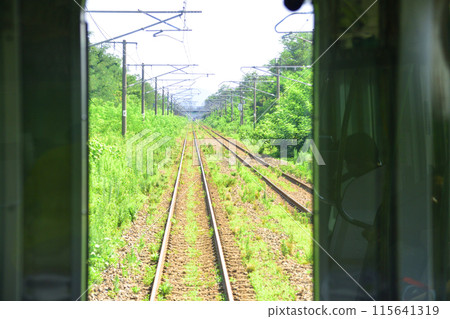View from the train window from Naoetsu Station to Kashiwazaki Station on the JR East Shinetsu Main Line (Summer 2022) View from the train window from Naoetsu Station to Kashiwazaki Station on the JR East Shinetsu Main Line (Summer 2022) 115641319