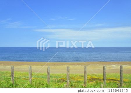 從JR東日本信越本線直江津站至柏崎站的車窗所看到的景色(2022年夏季) 從JR東日本信越本線直江津站至柏崎站的車窗所看到的景色(2022年夏季) 115641345