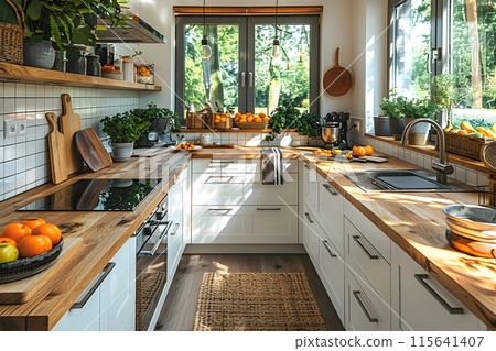 Bright and stylish kitchen 3 AI-generated image 115641407