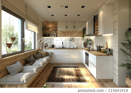 明亮時尚的廚房 8 AI 生成圖像 明亮時尚的廚房 8 AI 生成圖像 115641419