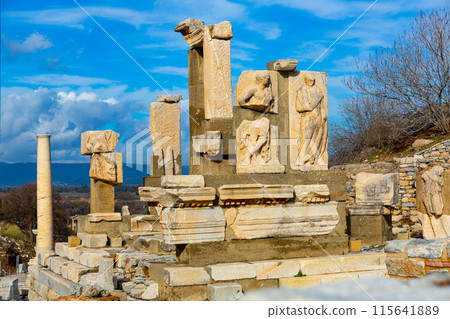 Ruins of Hydreion Fountain in ancient city of Ephesus, Turkey Ruins of Hydreion Fountain in ancient city of Ephesus, Turkey 115641889