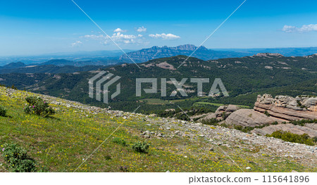 Landscape with mountains at Park Natural de Sant Llorenc del Munt, Spain 115641896