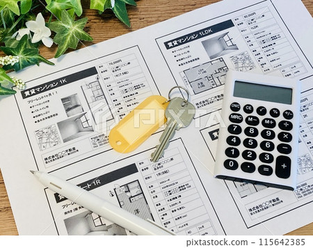 Rental property floor plan, key and calculator 115642385