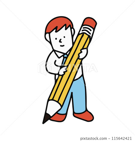 拿著鉛筆的男孩/商人的插圖 115642421