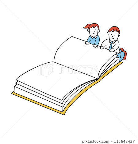 學生翻頁的插圖 學生翻頁的插圖 115642427