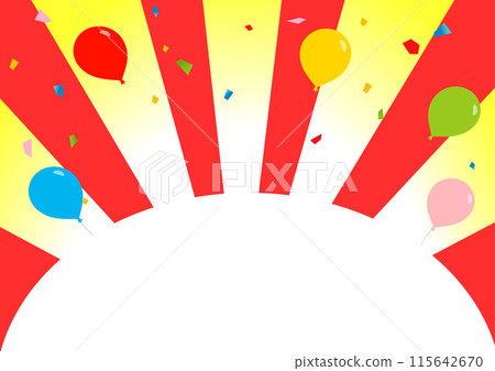 Colorful background of confetti and balloons 115642670