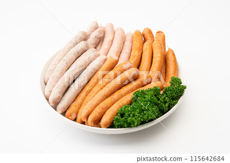 Various kinds of Vienna sausages 115642684