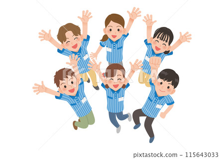 Jumping convenience store clerk Jumping convenience store clerk 115643033