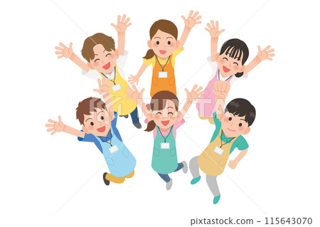 Jumping caregiver Jumping caregiver 115643070