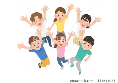 A person in a polo shirt jumping A person in a polo shirt jumping 115643071