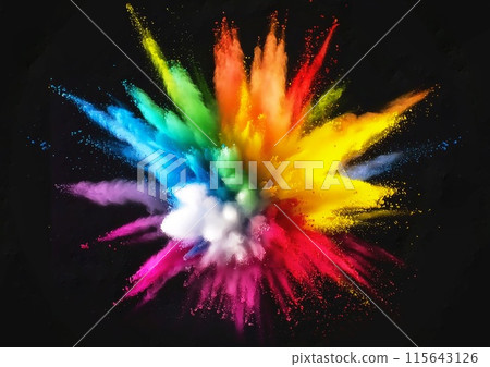 與爆炸的彩色粒子的抽象背景 與爆炸的彩色粒子的抽象背景 115643126