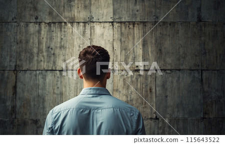 A man and a wall standing in his way A man and a wall standing in his way 115643522