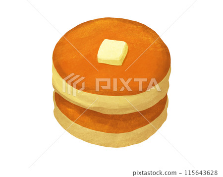 Illustration of hotcakes with butter 115643628
