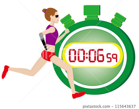 This is an illustration of a disabled runner running using a prosthetic arm. This is an illustration of a disabled runner running using a prosthetic arm. 115643637