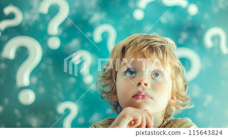 A scene of a curious child thinking deeply 115643824