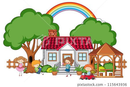 Happy Children Playing Outdoors 115643936