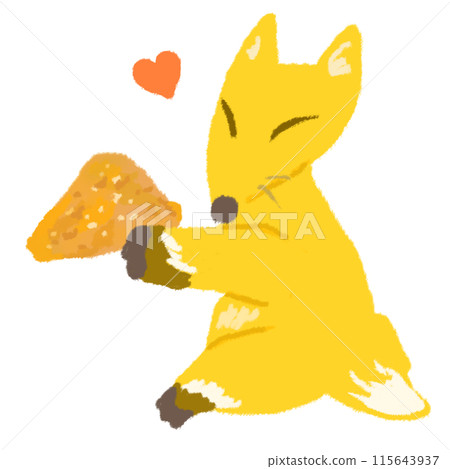 A fox holding a Kansai-style triangular Inari shrine 115643937