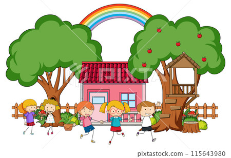 Children Playing in a Garden Children Playing in a Garden 115643980