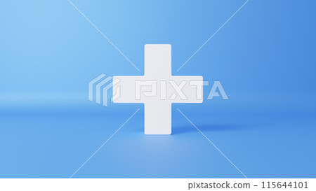White cross on a blue background. Front view. 3D (landscape) White cross on a blue background. Front view. 3D (landscape) 115644101