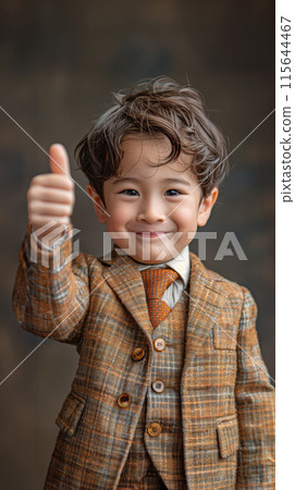 Boy giving thumbs up AI image 115644467
