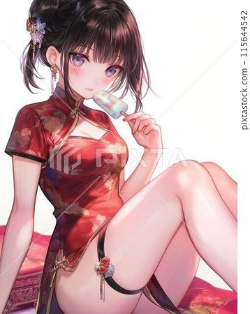 A bewitching woman wearing a Chinese dress 115644542