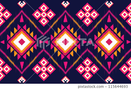 Geometric ikat pattern seamless fabric pink tone. traditional ethnic vector ikat pattern style. Designed for background ,wallpaper ,carpet ,clothing ,ikat art design ,fabric ,embroidery ,textile Geometric ikat pattern seamless fabric pink tone. traditional ethnic vector ikat pattern style. Designed for background ,wallpaper ,carpet ,clothing ,ikat art design ,fabric ,embroidery ,textile 115644693