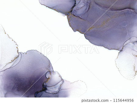 酒精水墨藝術背景（海軍藍x金色） 115644956