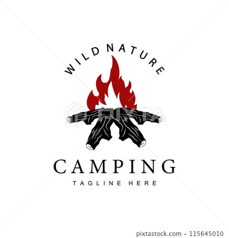 Simple vector outdoor camping logo, wild adventure template with old vintage style Simple vector outdoor camping logo, wild adventure template with old vintage style 115645010