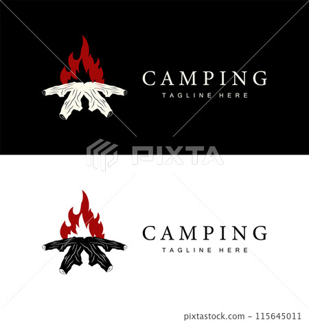 Simple vector outdoor camping logo, wild adventure template with old vintage style 115645011