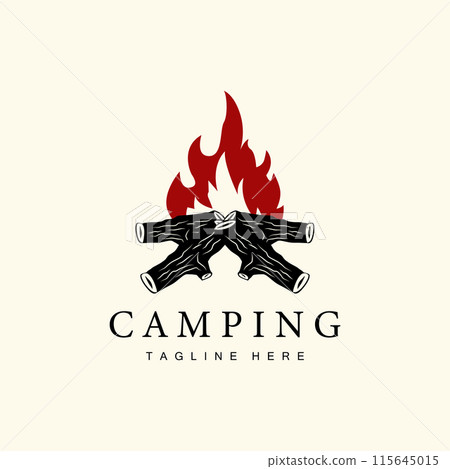 Simple vector outdoor camping logo, wild adventure template with old vintage style 115645015