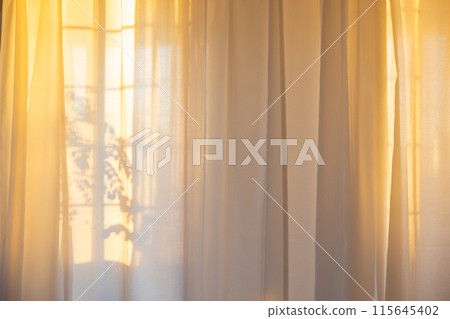 夕陽透過窗簾照進來 115645402