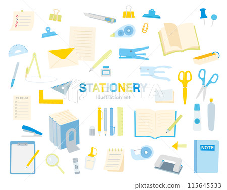 Hand-drawn style stationery, cute tools, set, illustration, notebook, study, learning, school, daily necessities, no lines, miscellaneous goods 115645533