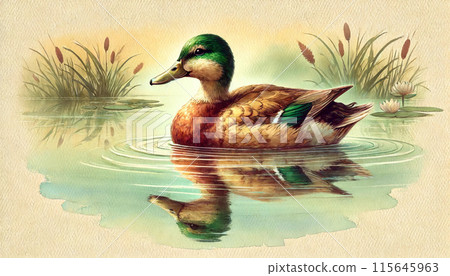 A duck in a pond 115645963