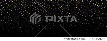 Golden falling confetti pattern on black background. Repeating gold glitter pattern. Yellow and golden dots wallpaper. Celebration Christmas, New Year or birthday party decoration. Vector backdrop Golden falling confetti pattern on black background. Repeating gold glitter pattern. Yellow and golden dots wallpaper. Celebration Christmas, New Year or birthday party decoration. Vector backdrop 115645976