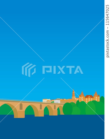 Montauban, old bridge, Pont Vieux, Ingres Museum, River Tarn, France Montauban, old bridge, Pont Vieux, Ingres Museum, River Tarn, France 115647025