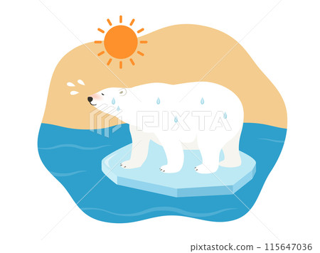 Global warming image_polar bear on ice_vector illustration 115647036