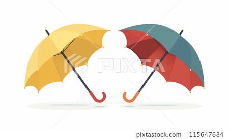Two umbrellas, flat icon illustration with a white background. 115647684